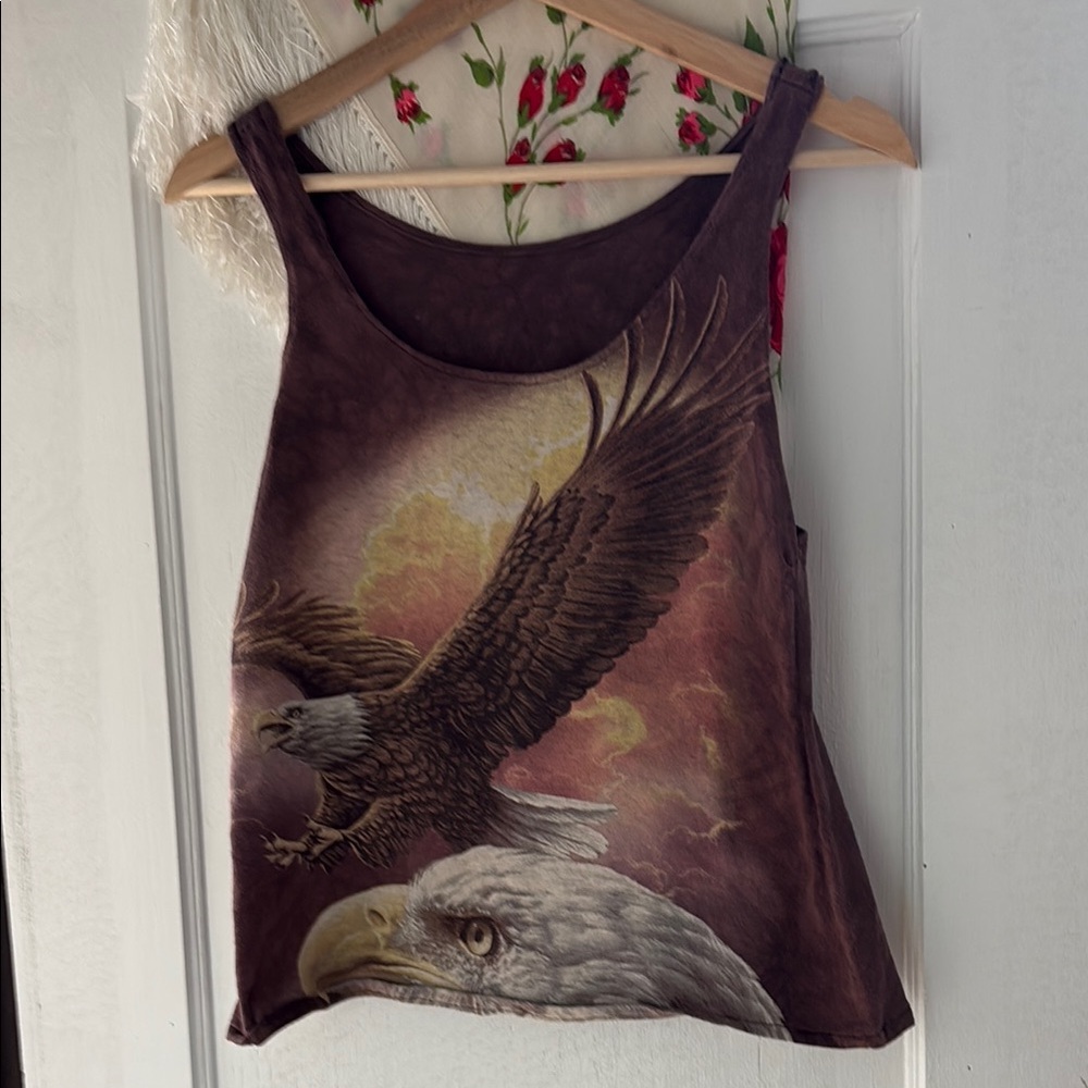 Vintage Black and Brown Graphic Crop Tank Top